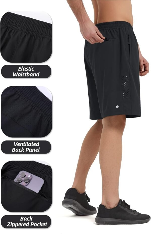 HIFEOS Short Sport Homme Séchage Rapide avec Poches Zippées pour Running, Fitness, Tennis – Image 4