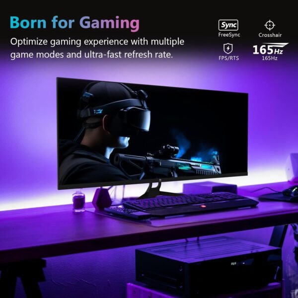 Z-Edge Ecran PC Gamer 34'', UWQHD(3440x1440), 165 Hz, IPS Panel, 1ms, Moniteur Ultrawide 21:9, FreeSync, 300cd/m², 2* DP1.4 & HDMI2.0, RGB, Inclinaison Réglable, VESA 75 * 75mm (DP Câble Inclus) – Image 5