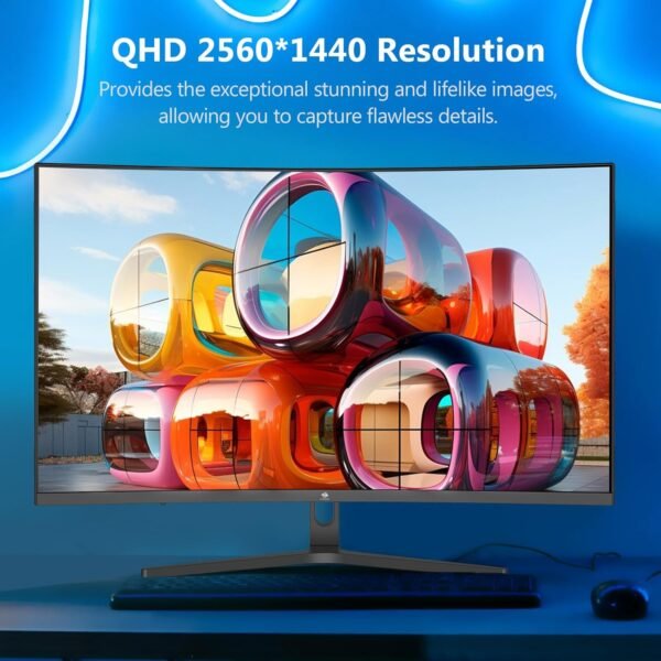 Z-Edge Écran PC Gamer Incurvé 32'' 2K QHD(2560x1440), 1ms, 165Hz, Moniteur Gaming 16:9, AMD FreeSync, Inclinaison Réglable, 1500R VA, 2×DP1.4 & 2×HDMI2.0, 3000:1, RGB, VESA 75*75mm(Câble HDMI Inclus) – Image 4