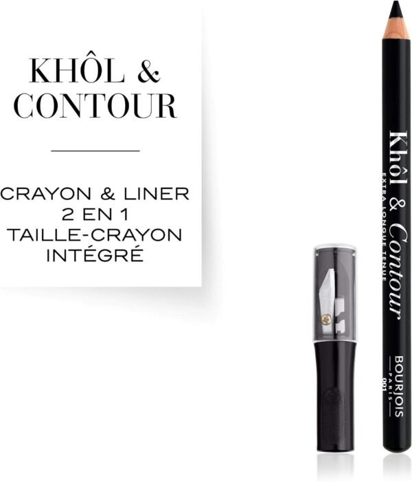 BOURJOIS - Crayon Khôl & Contour 01 Noir-issime & Taille Crayon - 2en1 Khôl & Liner - Couleur Intense - Longue Tenue 12h - Testé Ophthalmologiquement – Image 3