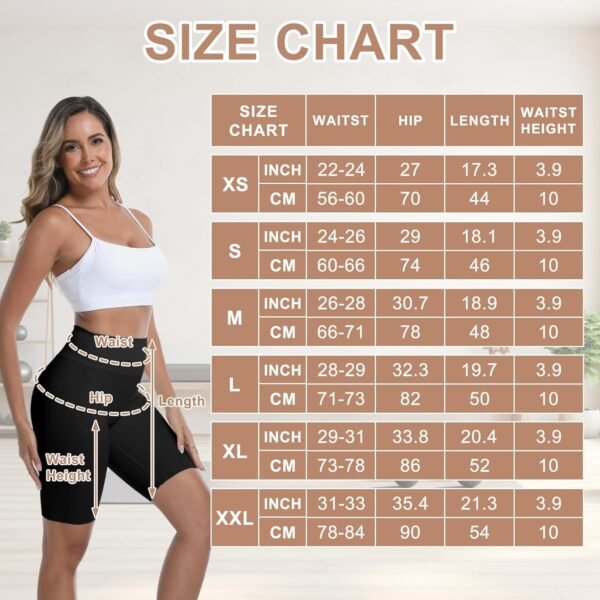 Towintec Short De Sport pour Femmes Taille Haute Collants Confort D'ÉTÉ Anti Frottement Cuisse Sportswear Push Up Leggings Courts pour Cyclist Yoga Course À Pied Fitness Fitness Gym Pilates – Image 4