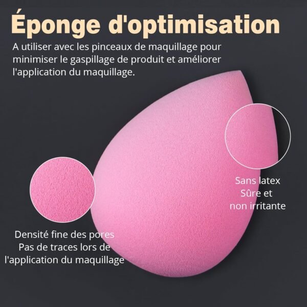 BEAKEY Pinceaux Maquillages Professionnel, Pinceau Maquillage Pour Fond de Teint Blush L'anti-cernes Fard à Paupières Poudre Libre, Avec Blender Eponge(10+2pcs, Noir/Argent) – Image 6