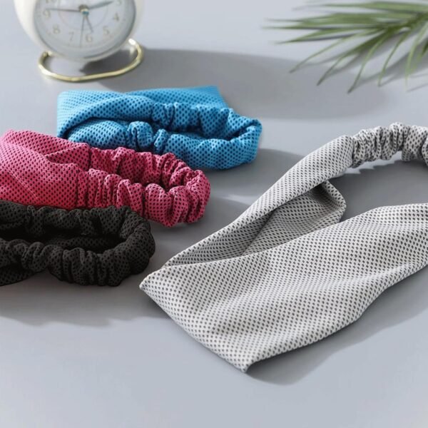 Mezrkuwr Lot de 4 bandeaux rafraîchissants – Bandeau d'entraînement rapide et frais pour homme et femme, bandeau anti-humidité pour temps chaud, course à pied, sport – Image 7