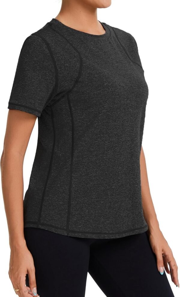 Gyabnw Tee Shirt Sport Femme T-Shirt à Manches Courtes col Rond Tops Sèche Vite Hauts Yoga Running Fitness Pilates évacuant l'humidité Tops – Image 3