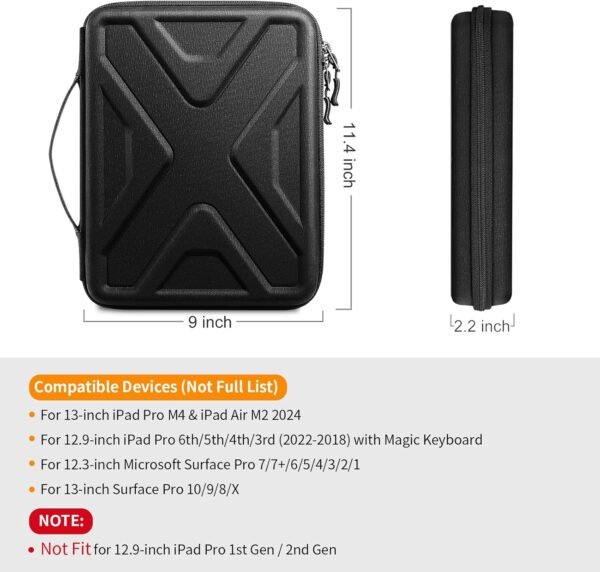 SITHON 12,9 Pouces Housse pour 13" iPad Air M3/M2 2025-2024, 13" iPad Pro M4 2024, iPad Pro 12,9" (6./ 5./ 4./3. Gen) 2022-2018, Portfolio Étui de Rangement pour Tablette, Accessoire, Câble – Image 2