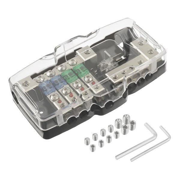 SIGANDG Auto Audio Stéréo Bloc de Fusible de Distribution 4 voies Boîte à Fusibles Distributeur de Fusible Mini ANL Pour avec Lumière de Instruire Rouge