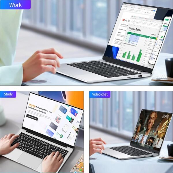Ordinateur Portable Win11 Pro Celeron J4125 PC Portable, Laptop écran IPS FHD 14,1 Pouces, (8 Go LPDDR4 RAM 256 Go SSD ROM), PC Portable Convertible 180°, Mini HDMI protège Clavier français – Image 6