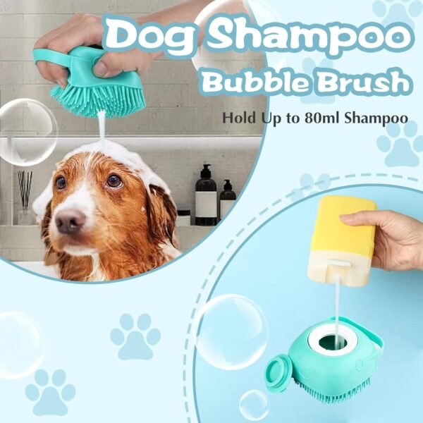 FUYIHGL Brosse à shampoing Bubble Brush pour le bain - Savon pour chien - Avec distributeur de savon - Brosse de douche en silicone avec poignée en boucle - Pour animaux domestiques, chiens, chats – Image 2