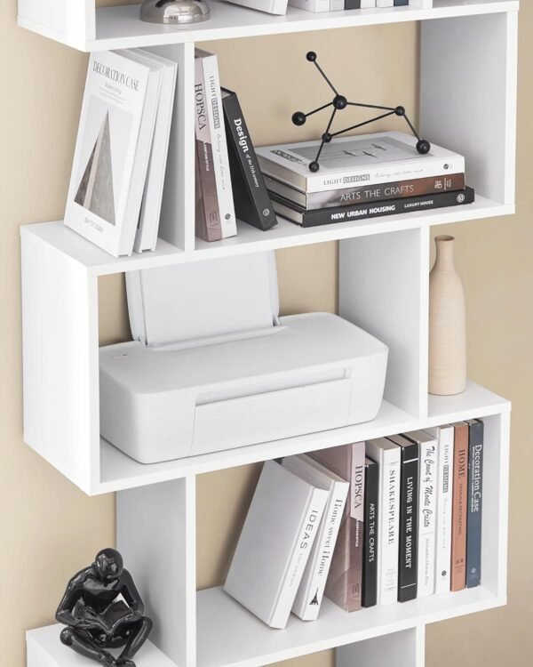 VASAGLE Bibliothèque, Étagère à 6 Niveaux, 24 x 70 x 191 cm, Meuble de Rangement, Cloison Séparateur, pour Salon, Chambre, Bureau, Blanc Nuage LBC61WT – Image 4