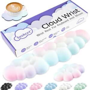 Sushret Cloud Repose-poignet pour clavier avec mousse à mémoire de forme de cuir synthétique, accoudoir mignon pour soutien de la paume, accessoires de bureau pour PC/jeux/configuration de