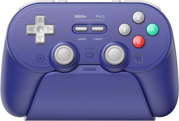 8BitDo Pro 3 Bluetooth Controller for Switch/Switch 2 – TMR Joysticks, Swappable ABXY Buttons, Pro Back Buttons, Charging Dock, Hall Effect Triggers, for Windows, Apple, SteamOS, Android - Purple
