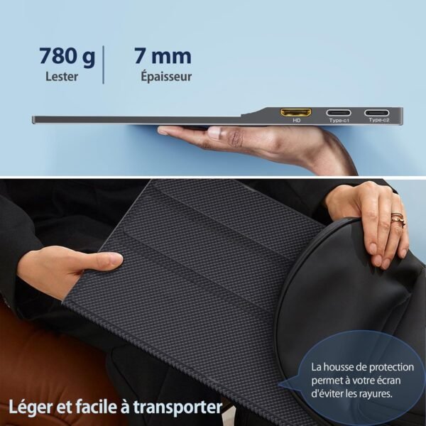CUIUIC Ecran Portable de 15,6 Pouces avec USB-C et HDMI | 1080P | Connectez aux téléphones, Ordinateurs Portables, PC, Xbox, PS4/5, GS156B2 – Image 5