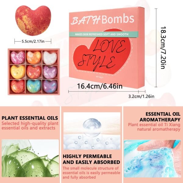CHSEEO Bombe de Bain Coffret Cadeau, 9 Pièces Bombe de Douche Douche à Vapeur pour Enfants, Femmes, Anniversaire, Noël, Soins Personnels et Restauration du Corps – Image 2