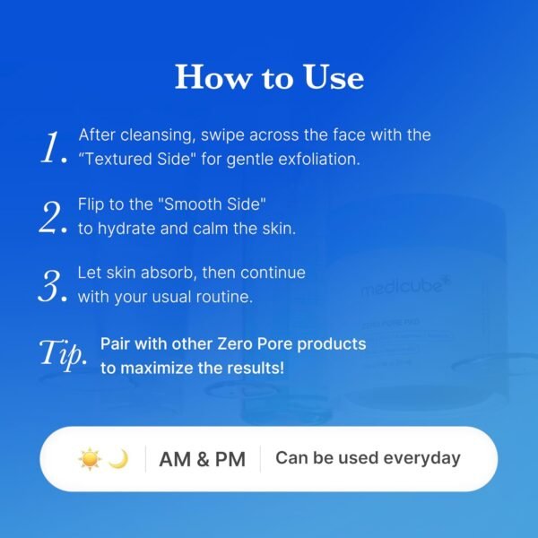 medicube Zero Pore Pads 2.0 Lot de 70 tampons de toner double texture pour le visage pour exfoliation et soin des pores avec 4,5 % d'acide lactique AHA et 0,45 % d'acide salicylique BHA, idéal pour – Image 7