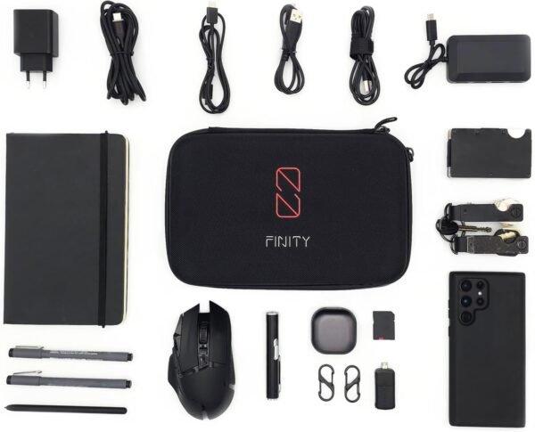 0-Finity® Étui Noir, Sac, Sac de Voyage - Housse de Rangement & Protection pour Électronique, Câbles USB, Powerbank, Cartes SD, Chargeurs, SSD & HDD – Image 5