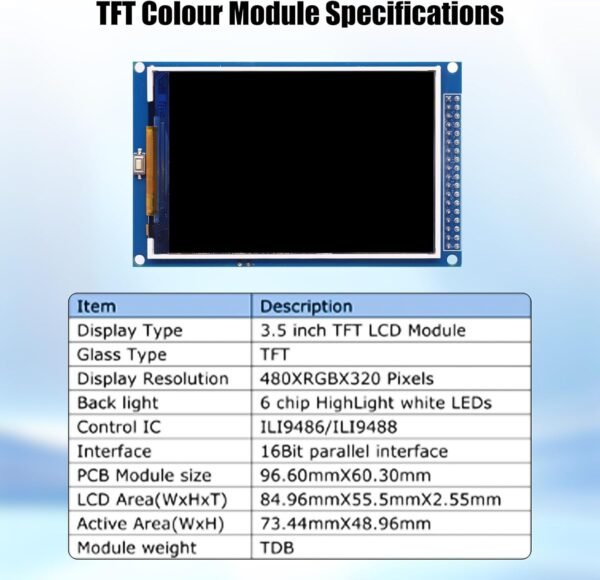 3.5" IPS TFT LCD Display AYWHP 320X480 TFT Display avec Prise pour Carte SD Fonction Affichage Riche Compatible avec Arduino – Image 6