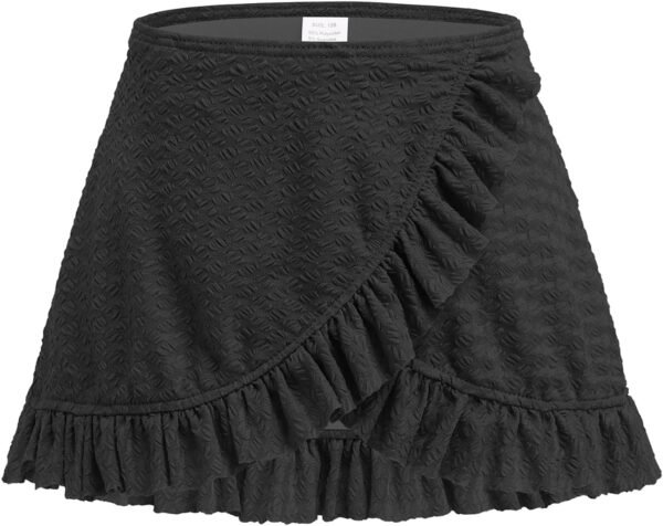 Maillot de Bain 3 pièces pour Fille avec Jupe torsadée sur Le Devant, Haut de Bikini, Slip de Bain de Couleur Unie et Jupe Cache-Maillot de Bain pour la Plage et la Piscine, Bikinis pour 5 à 14 Ans – Image 5