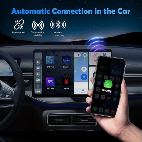 Weinsamkeit Adaptateur Car-Play sans Fil pour Smartphone, Uniquement pour Les Voitures 2016 + avec Car-Play Filaire D'usine, Puce 5G Double Cœur, Connexion Automatique en Quelques Secondes – Image 2