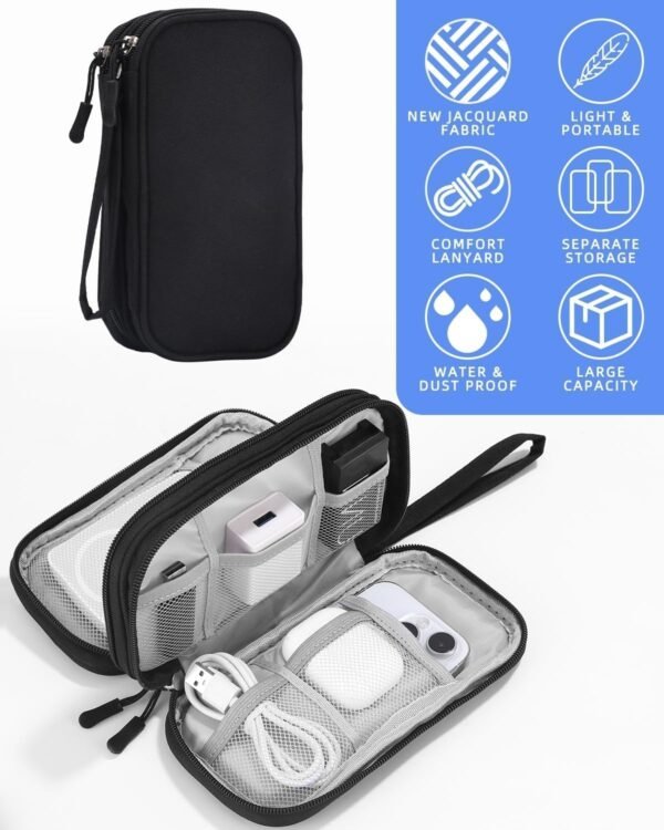 SOBEAU Sac de Rangement Câble,Organisateur Accessoires Électronique,Pochette Câble de Voyage,Sac de Cable Organizer Portable,Tech Pouch de Transport pour Disque Dur Externe, HDD USB Câbles, Chargeur – Image 2