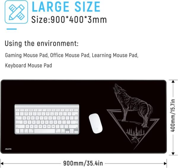 JIALONG Tapis de Souris Gaming Mousepad XXL Grand sous Main Bureau 900x400mm Mouse Pad avec Une Surface en Tissu Lisse, Une précision et Une Vitesse améliorées, conçu pour Le Joueur – Image 5