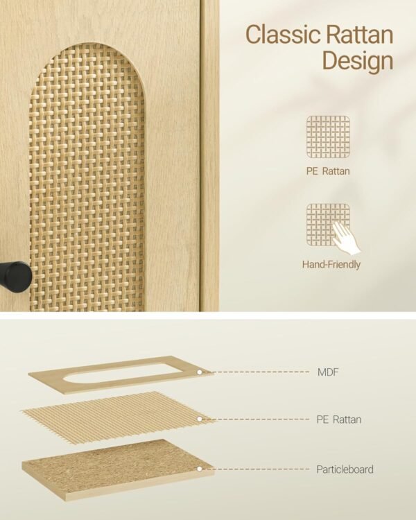 Hzuaneri Meuble de Salle de Bain, Armoire de Salle de Bain, Meuble de Rangement avec 2 Portes, avec Compartiment Ouvert, Étagères Réglables, 20 x 37 x 83 cm, Chêne Clair BC48202B – Image 4