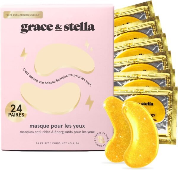 Grace & Stella [24 Paires, Or] Patch en Gel qui Réduit les Cernes Sous les Yeux, Anti Rides, Anti Poche - Vegan & Cruelty-Free, Soins des Yeux