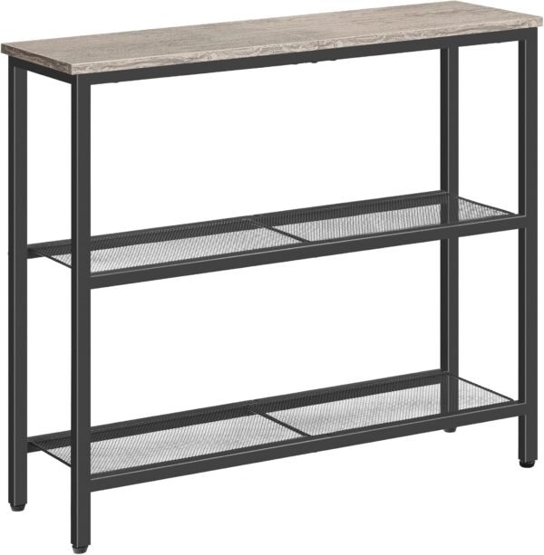 HOOBRO Table Console, Table d'Appoint avec 2 Étagères de Treillis, Table Canapé, Cadre en Métal, Design Industriel, pour Couloir, Entrée, Salon, Chambre et Bureau, Grège EBG73XG01