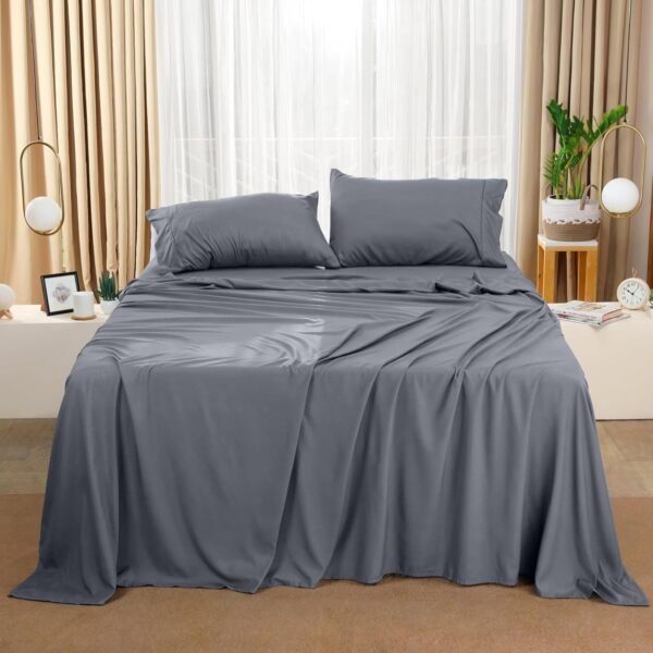 Utopia Bedding Parure de lit 4 pièces en Microfibre (Grand lit, Gris) – Image 5