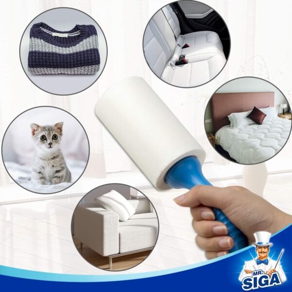 MR.SIGA Rouleau Poils Animaux Extra Collant, Rouleau Adhesif Vêtement, Brosse Adhesive pour Poils Cheveux, 450 Feuilles Faciles à Déchirer, Lot de 5 – Image 5