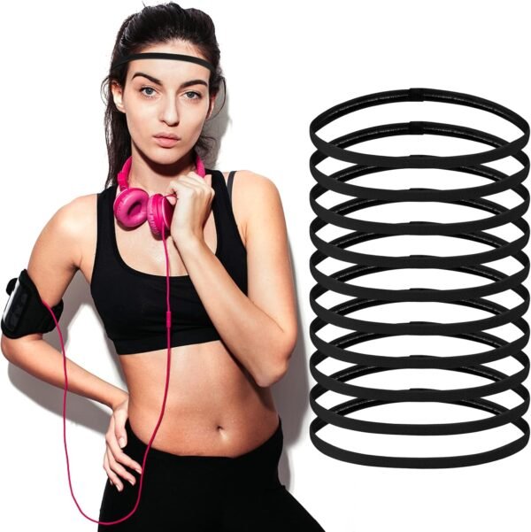 Chstarina 10 Pièces Bandeaux de Sport, Bandeaux de Cheveux Élastique Antidérapant, Headband Hairband Bandeaux de Tête pour Homme Femme Course Yoga Jogging Gym