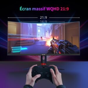 Alternative view of KTC Ecran 34 Pouces Incurvé, UWQHD (3440 x 1440) 180Hz Ecran PC Gamer, Adaptive Sync, 21:9 VA Panel 1500R, 1ms, HDR10, Rapport de Contraste 4000:1, 2 x DP 1.4 (180Hz), 2X HDMI 2.0 (100Hz), H34S18S