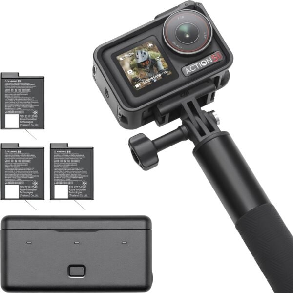 DJI Bundle Aventure Osmo Action 5 Pro, Caméra d’Action 4K avec Capteur 1/1,3", 12 h d’Autonomie Étendue avec 3 Batt., Stabilisation, Double Écran Tactile OLED, Mini Caméra d’Action pour Voyage, Vlog