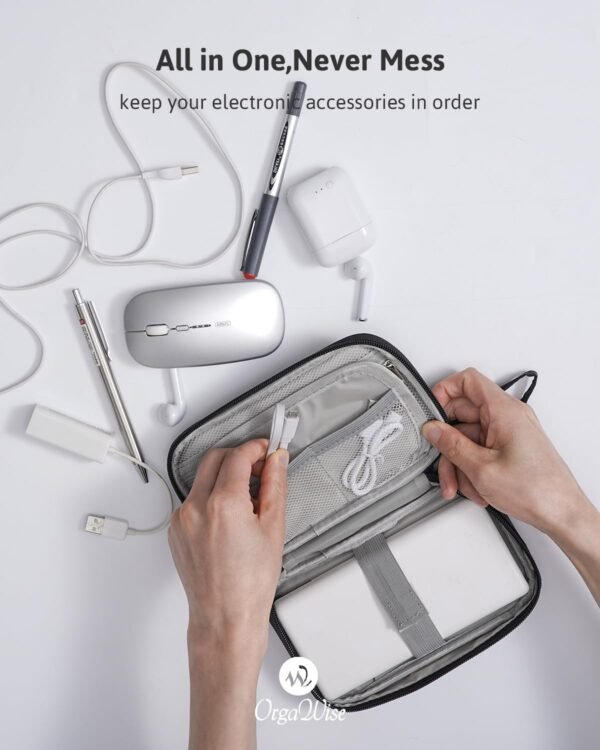 OrgaWise Sac Électronique Multifonctionnel Sac Câble Portable Étanche pour Chargeur, Câbles, Objets, Kindle, Adaptateurs – Image 5
