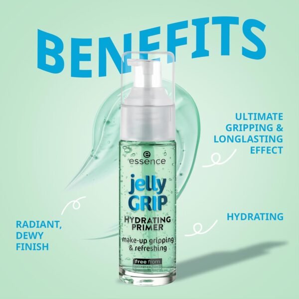 essence Jelly Grip - Hydratant - Vert - Lissage - Pour peau sèche - Végétalien - Sans parabène - Sans nanoparticules - Sans gluten - 29 ml – Image 2