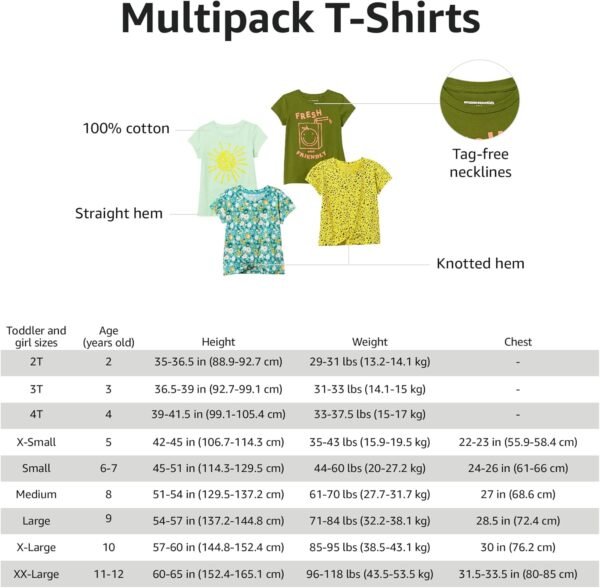 Amazon Essentials T- Shirts à Manches Courtes Fille, Packs Multiples – Image 6