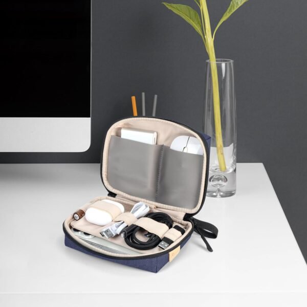 SIMTOP Trousse Organisateur Câbles Compacte, Sac de Rangement pour Accessoires PC, Power Bank, Câbles, Cartes SD - Idéal Voyage/Bureau/Photographie (Bleu) – Image 7