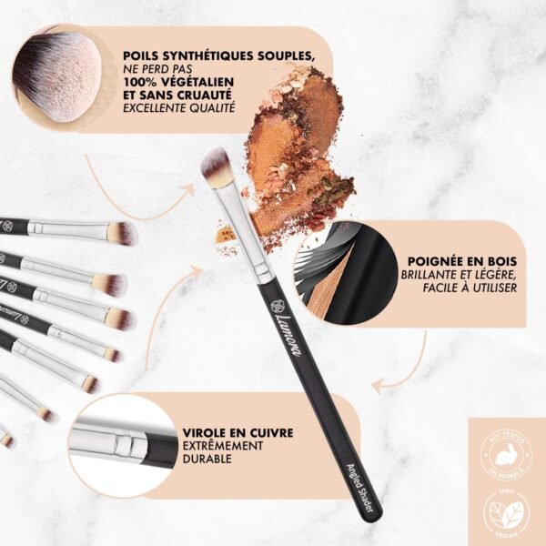 Set de Pinceaux de Maquillage pour les Yeux - Fard à paupières, Eyeliner Mélanger, Nuancer - Meilleur Choix 7 Pièce Essentials Kit - Crayon, Ombré, Fuselé, Définisseur - Poils Soyeux Synthétiques – Image 4