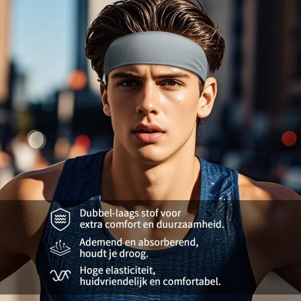 Bandeau Sport pour Femmes et Hommes, Sweatband Doux et Élastique, Antidérapant pour Course, Salle de Sport, Yoga, Vélo, Basket – Image 2