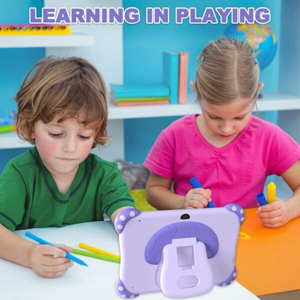 Ascrecem Tablette Enfants 7 Pouces Android Tablette Educative pour Enfant avec WiFi Quad Core 32G ROM Bluetooth ContrôLe Parental Logiciel Enfant Pré-Installé Tablet Tactile de 3-14 ans Fille (Violet) – Image 5