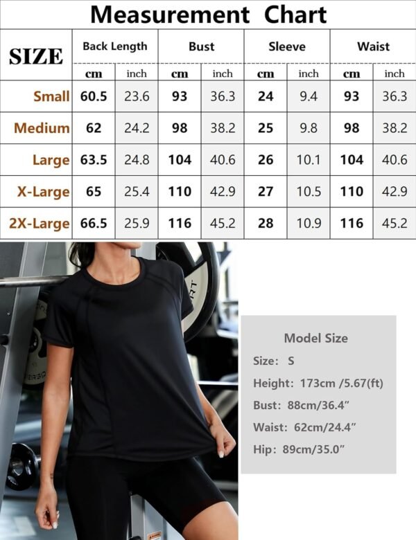 Gyabnw Tee Shirt Sport Femme T-Shirt à Manches Courtes Été T-Shirts et Tops de Sport Femme à Séchage Rapide Top de Fitness Haut Yoga Pilates Jogging – Image 6