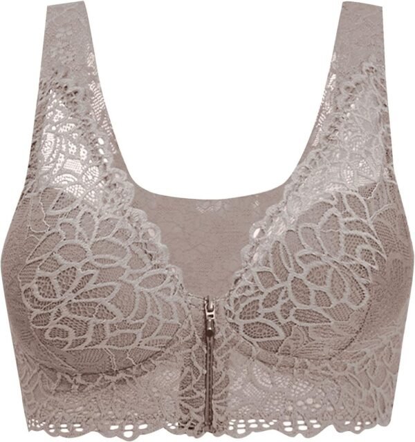 Soutien Gorge Fermeture Devant Sexy Dentelle, Soutien Gorge Ouverture Devant Grande Taille Brassiere Post Operatoire Cancer du Sein sous-VêTements De Sport Femme pour Yoga Fitness – Image 2