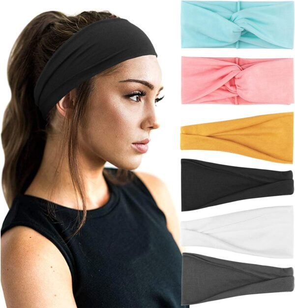 DRESHOW 6 Pièces Bandeau Cheveux pour Femme Yoga Courir Bandeaux Sport Entraînement Bandeaux Mignon Accessoire