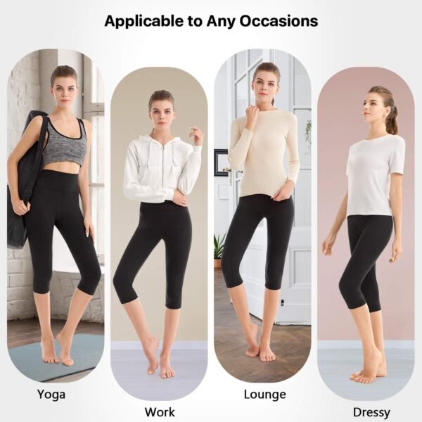 SINOPHANT Legging 3/4 Femmes Pantalon de Sport, Jegging Taille Haute Femme Yoga Opaque Doux Corsaire Pantacourt – Image 5