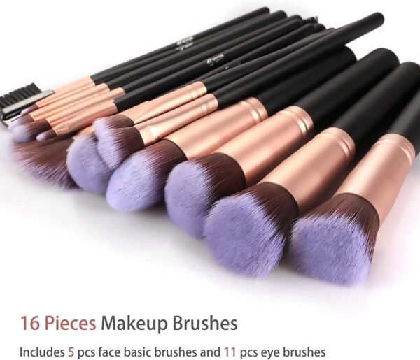 BESTOPE PRO Pinceaux Maquillages Or Rose, Kit Pinceaux Maquillages Professionnel 16pcs, Lot De Pinceaux Maquillage Avec Pinceaux Maquillages Yeux – Image 2