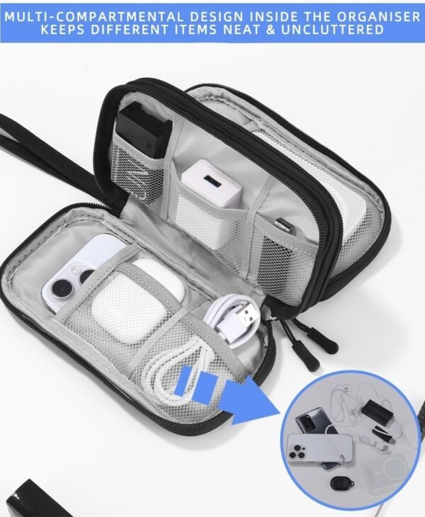 SOBEAU Sac de Rangement Câble,Organisateur Accessoires Électronique,Pochette Câble de Voyage,Sac de Cable Organizer Portable,Tech Pouch de Transport pour Disque Dur Externe, HDD USB Câbles, Chargeur – Image 5