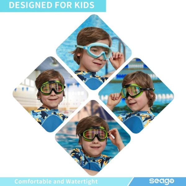 Lot de 2 paires de lunettes de natation anti-buée et anti-UV pour enfants de 3 à 15 ans – Image 6