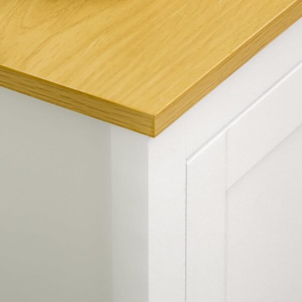 HOMCOM Buffet Meuble de Rangement avec 3 Portes 2 étagères réglables Plateau Aspect Bois Clair - 120 x 40 x 70 cm Blanc – Image 9