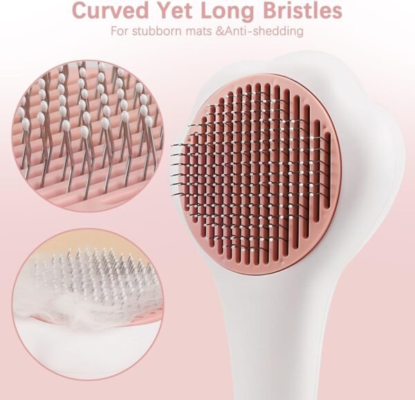 Brosse Pour Chats, Brosse Pour Chiens, Brosses Pour Animaux, Pour Poils Longs et Courts, Peigne Pour Chats, Nettoyage en Un Clic, Brosse Anti-Sous-Poil – Image 2