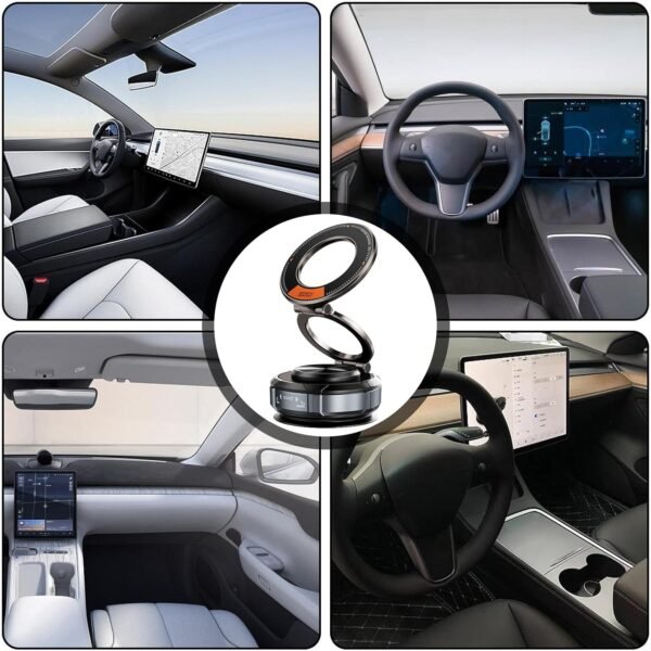 Support Voiture pour Téléphone Portable | Support Magnétique Pliable,Accessoire Auto À Manipulation Une Main Compact pour Intérieur Véhicule – Image 4