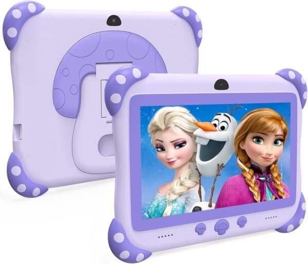 Ascrecem Tablette Enfants 7 Pouces Android Tablette Educative pour Enfant avec WiFi Quad Core 32G ROM Bluetooth ContrôLe Parental Logiciel Enfant Pré-Installé Tablet Tactile de 3-14 ans Fille (Violet)
